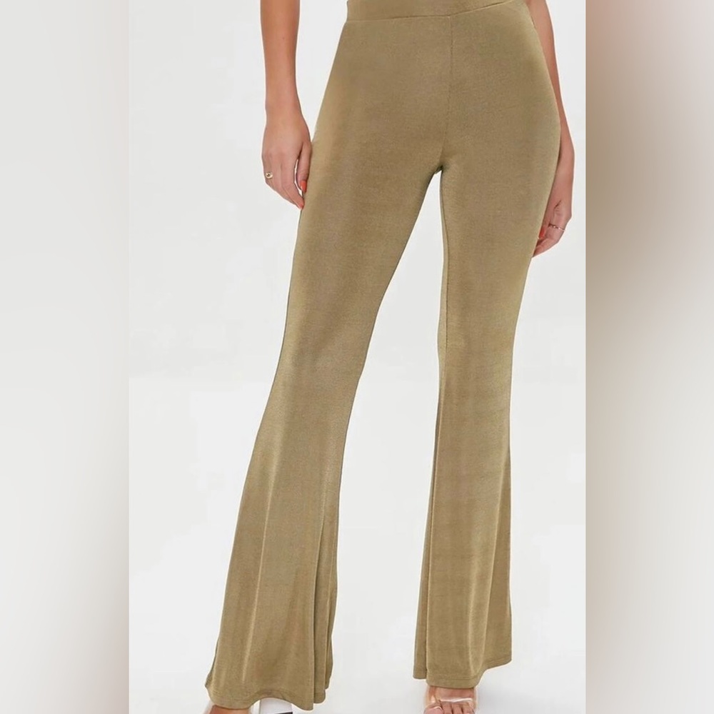 NWT F21 Slinky High Rise Flare Pants size L